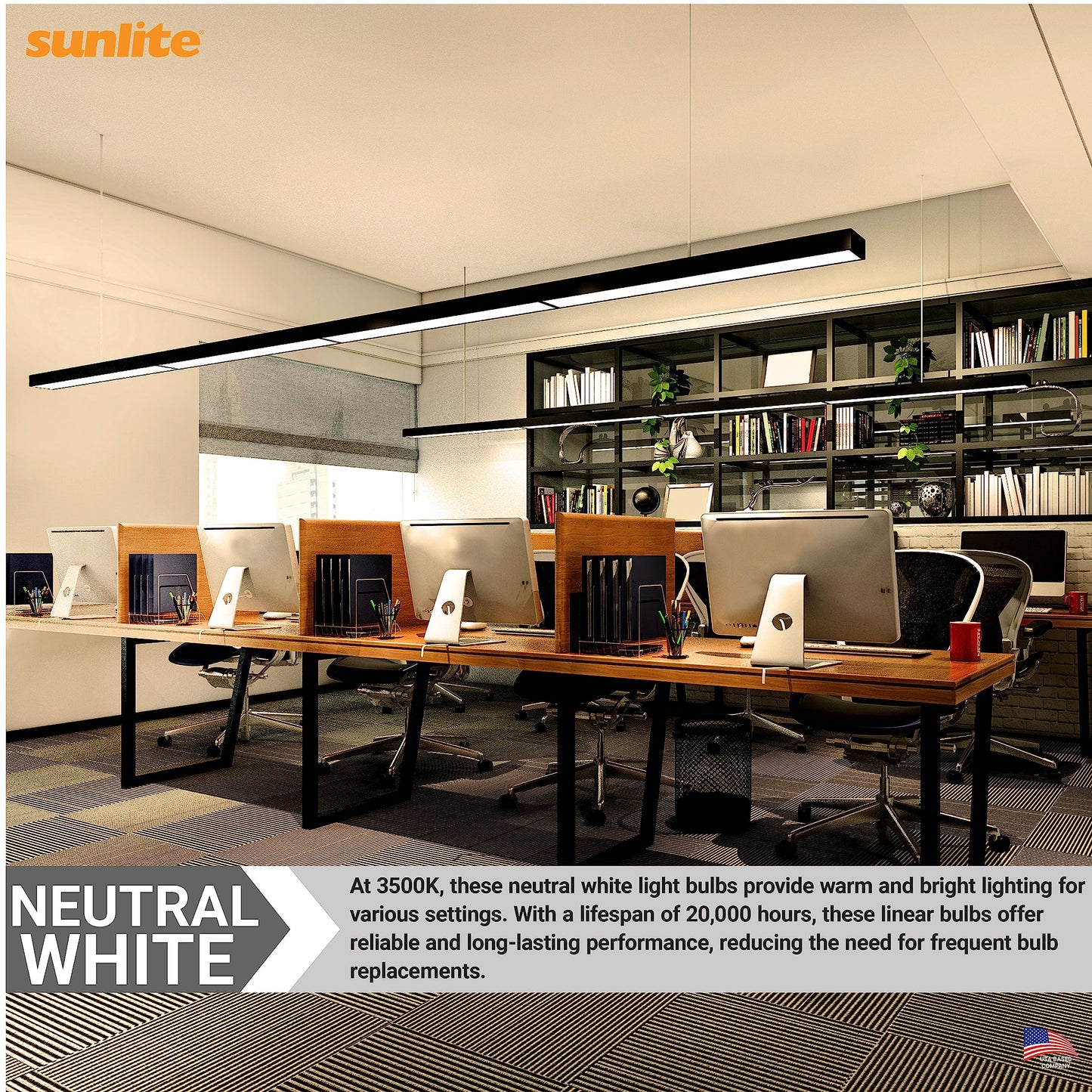 Sunlite 30320 F21T5/835 3 Foot T5 Linear Fluorescent Lamp, 21 Watts, 1900 Lumens, 3500K Neutral White, Miniature G5 Bi-Pin Base, ROHS Compliant, High