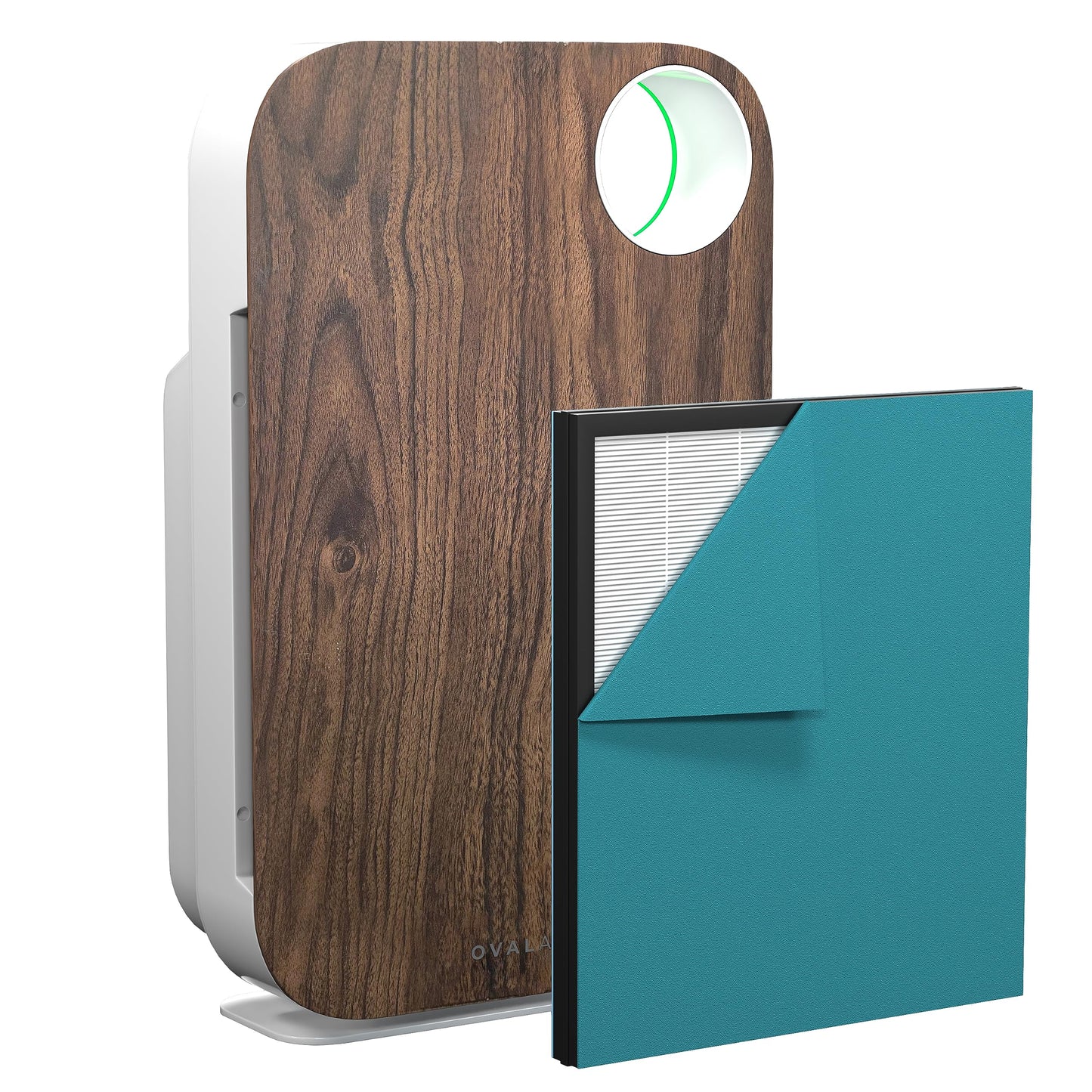 OVAL AIR AIR1000D 3-Stage H13 True HEPA 5-in-1 Air Purifier For Allergens,Dust,Pets,Allergies,Odor,Smoke,Pollen, Rooms up to 600 sq. ft., Dark Wood
