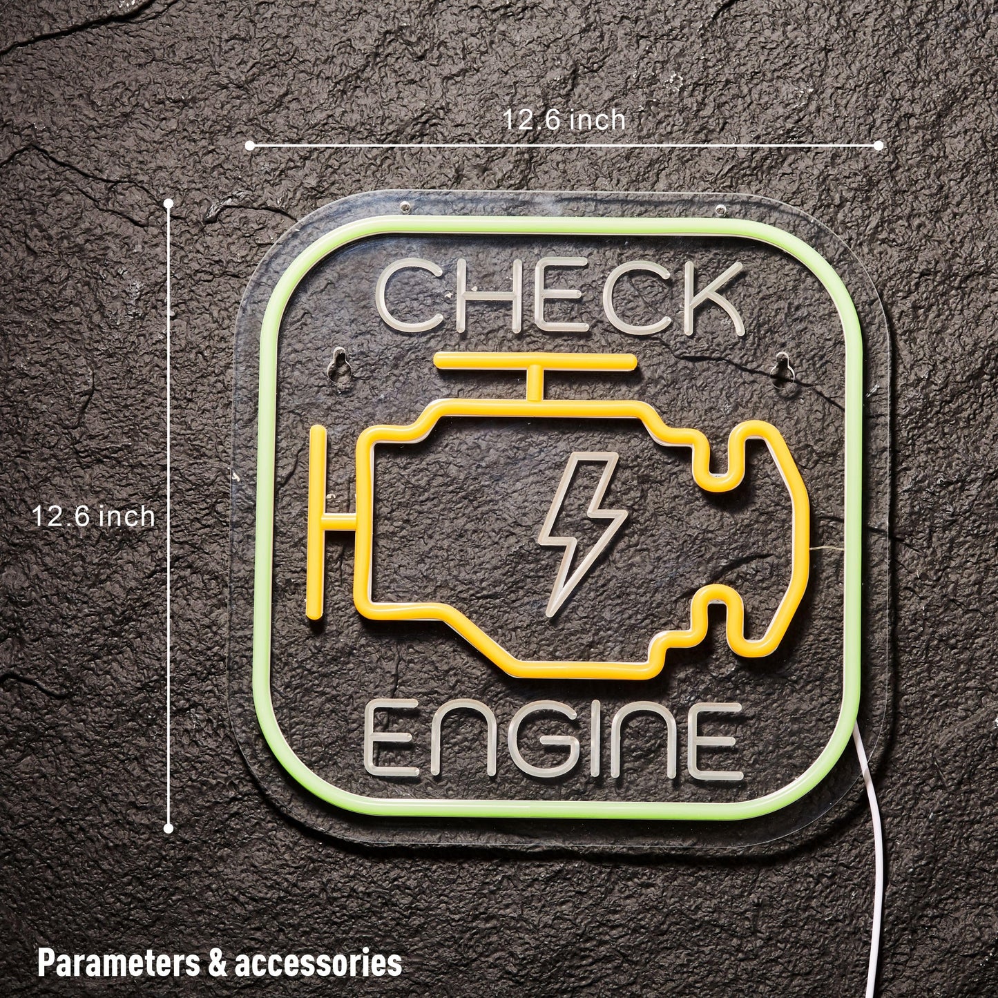 Check Engine Neon Sign for Wall Decor Garage Light LED Light USB Powered for Man Cave Auto Repair Shop Workshop Party Birthday Gift