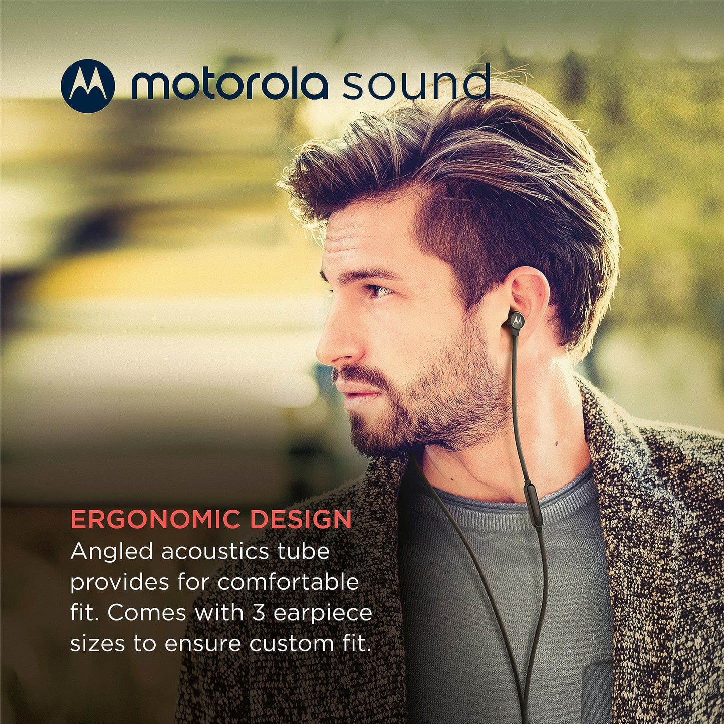 Motorola Sound 3C-S Wired Earbuds with Microphone - Lightweight Silicone Corded Earbuds with Non-Tangle Flat Cable, USB-C Cord, Clear Bass Sound…