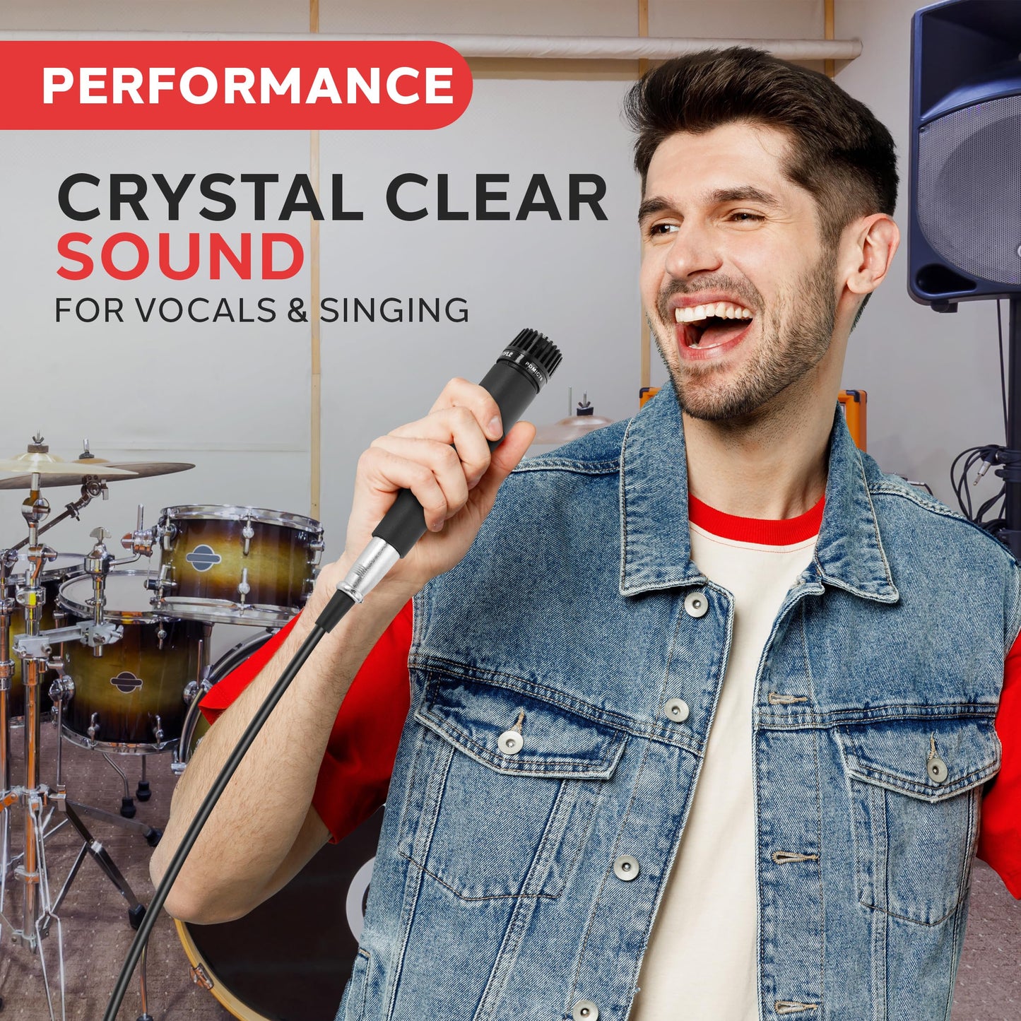 PylePro Dynamic Handheld Microphone, Professional Moving Coil Mic with Built-in Pop Filter, Wide Frequency Response, High Signal Output, Rugged