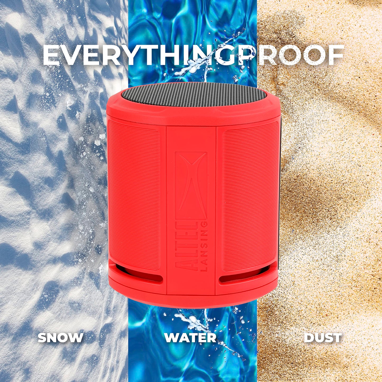 Altec Lansing HydraOrbit - Waterproof Bluetooth Speaker, Lightweight & Portable Speaker for Travel & Outdoor Use, Red