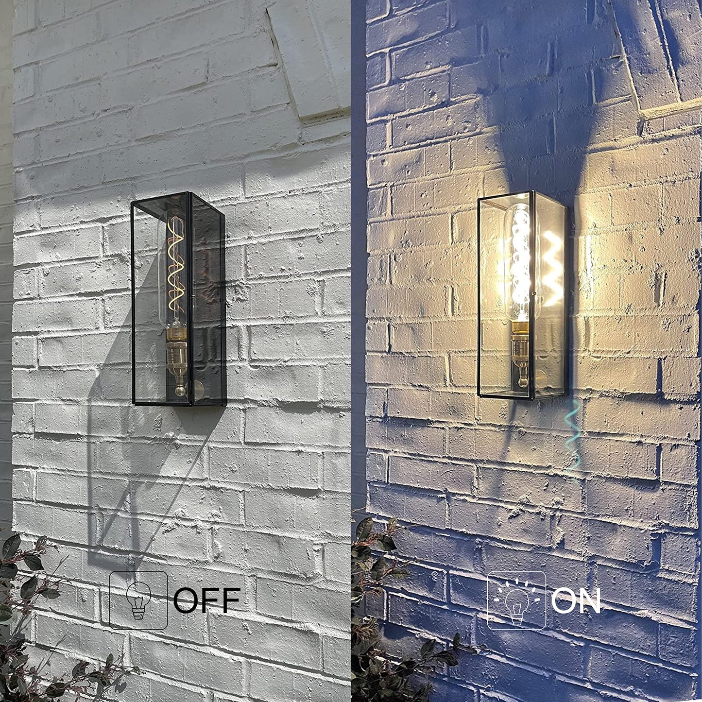c cattleya Solid Brass Outdoor Wall Lantern Sconce Exterior Porch Lamp with Tempered Glass, Rectangular Waterproof Wall Lighting Outdoor Sconces