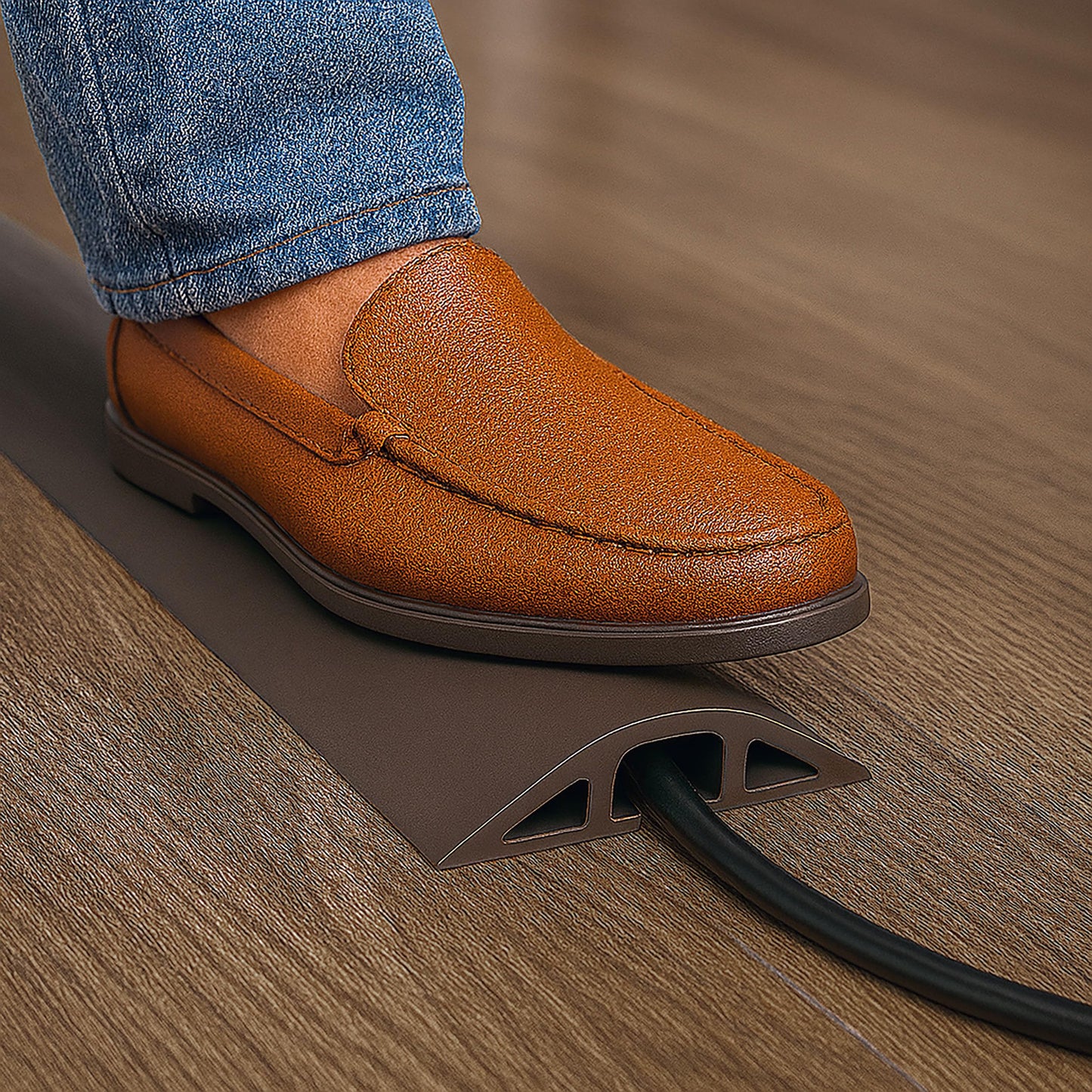 Electriduct D-2 Rubber Duct Cord Cover - 30 Inch (2.5 Feet) Brown Floor Cable Protector
