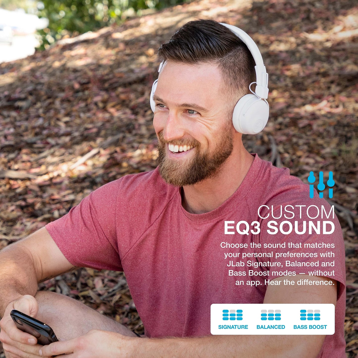 JLab Studio Wireless On-Ear Headphones, White, 30+ Hour Bluetooth 5 Playtime, EQ3 Sound, Ultra-Plush Faux Leather & Cloud Foam Cushions, Track