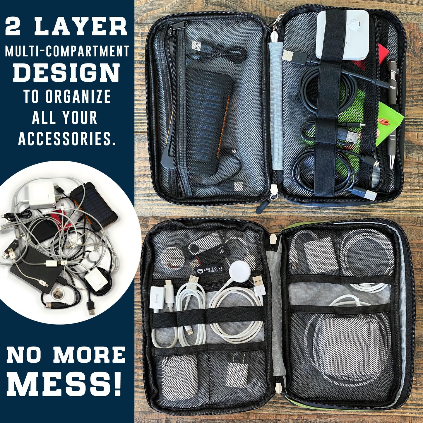 Enthusiast Gear Waterproof Electronics Organizer - Durable Travel Case for Cords, Chargers, and Gadgets - Compact, Lightweight, and Perfect for