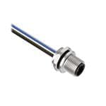 BR-M12M4F9-2, Receptacle, 4pos Male Str M12-wire Leads, 4x22 PVC, 2m Cable, Front Mount PG9 w/Locknut, 814619