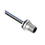 BR-M12M4R9-0.5, Receptacle, 4pos Male Str M12-Wire Leads, 4x22 PVC 0.5 m Cable, Rear Mount PG9 w/Locknut, 814623