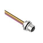 BR-M12F8F9-2, Receptacle, 8pos Female Str M12-wire Leads, 8x24 PVC, 2 m Cable, Front Mount PG9 w/Locknut, 814646
