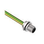 BR-M12M8F9-1, Receptacle, 8pos Male Str M12-wire Leads, 8x24 PVC, 1 m Cable, Front Mount PG9 w/Locknut, 814642