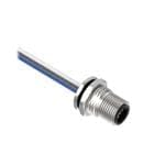 BR-M12M5R9-2, Receptacle, 5pos Male Str M12-Wire Leads, 5x22 PVC 2m Cable, Rear Mount PG9 w/Locknut, 814637