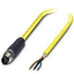 1406048, Cordset, Str M8 Male 3pos - Cable end, 3wire 2m, PVC, Yellow, SAC-3P-M8MS/ 2,0-542 SH BK