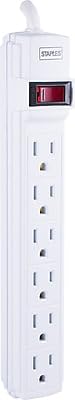 Staples 6?Outlet Power Strip - 6 ft. Extension Cord for Home, Office & Dorm Room Use, White, 3?Pack