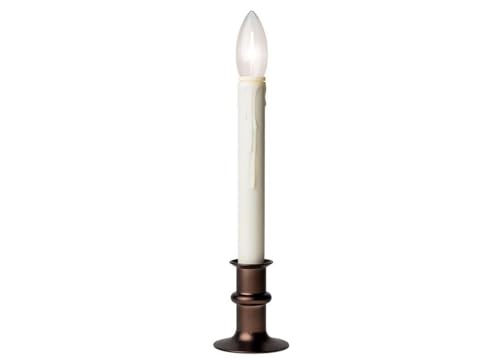 Battery Operated LED Window Candles with Streetside Brightness Dual LED Bulb with Daily Timer and Adjustable Height (Bronze)