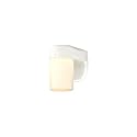 6106800 One-Light Dimmable LED Outdoor Wall Fixture with Dusk to Dawn Sensor, White Finish with Frosted Opal Glass