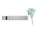 CableWholesale 845-51W1-19215 Surge/Modem Protector, Flat Rotating Plug, 6 Outlet, Gray Horizontal Outlets, Plastic, Power Cord, 15-Feet