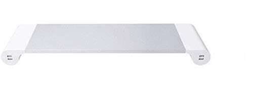 Aluminum Alloy Desktop Monitor Stand Space Bar Non-Slip Laptop Stand Riser with 4-Ports USB Charging for iMac, MacBook Pro, Air (White UK Plug)