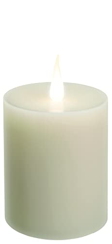 Xodus Innovations WC1684 4 inch Flameless Battery Operated LED Wax Pillar Candle with Automatic Timer and Warm White 3D Flickering Flame, Ivory