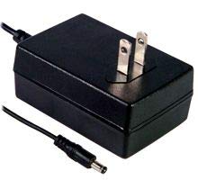 Mean Well GST25U48-P1J Wall Mount AC Adapter, 25W 48V 0.52A, DC P1J Barrel Plug, 2.1mm I.D. x 5.5mm O.D. x 11mm Center Positive Female, 2 Pole USA AC