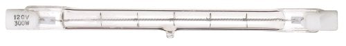 Satco S3104 Model 300T3Q/CL Light Bulb, 300 Watts, 120 Volts, 5300 Initial Lumens, T3 Lamp Shape, Double Ended Base, R7s ANSI Base, 4-11/16'' MOL