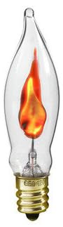 Creative Hobbies® A101 Flicker Flame Light Bulb - 3 Watt, 130 Volt, E12 Candelabra Base, Nickel Plated Base - Dances with a Flickering Orange Glow | 5