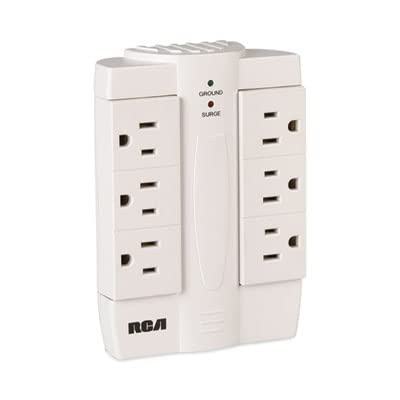 RCA PSWTS6F Wall Tap Surge Protector with 6 Swivel Outlets,White