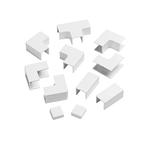 D-Line 0.63in x 0.63in Cable Raceway Accessory Multipack, 11-Piece Pack - White