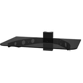 Mount World 1272-31 Articulating Full Motion Dual Arm Wall Mount Bracket with Bundle Single Glass shelf of Cable Box DVD Player Stereo Components