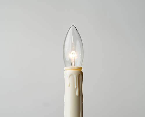 Celestial Lights Set of Four Adjustable Height Battery Operated LED Window Candles with Daily Timer Ivory Candle Stick. (Black Oynx)