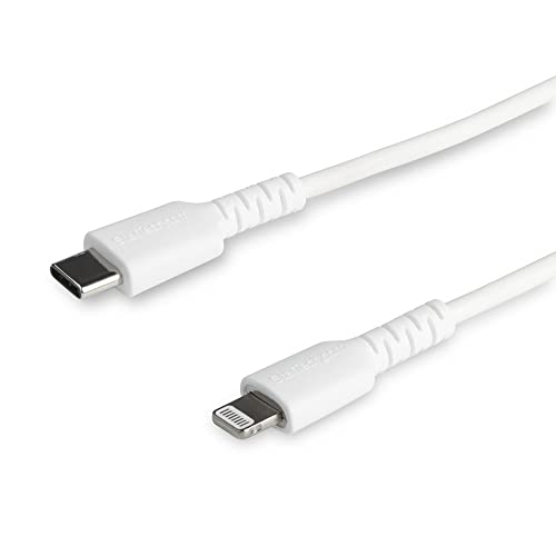 StarTech 3ft/1m USB-C to Lightning Cable White Rugged MFi (RUSBCLTMM1MW)