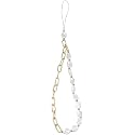 Jizlan 1Pc White Phone Lanyard, Metal Chain, Pearl Beaded Phone Charms, Universal Anti Lost Chain, Wrist Strap, Decorations Charm Keychain Accessories