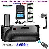 Kastar Infrared Remote Control Pro Vertical Battery Grip (Built-in 2.4G Wireless Contro) + 4 x NP-FW50 Replacement Batteries + Ultra Fast Charger Kit