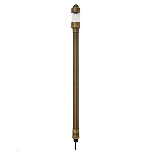 VOLT Parasol 12V Brass Path Light (25" Tall, 7" Shade) with 3W 2700K Warm White G4 LED Bulb for Low Voltage Landscape Lighting on Outdoor Pathway