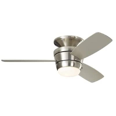 HARBOR BREEZE Mazon 44-in Brushed Nickel LED Indoor Flush Mount Ceiling Fan with Light Kit and Remote (3-Blade) MZ44BNK3