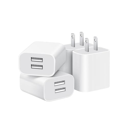 USB Wall Charger,4 Pack Dual Port Plug Adapter for Wall Outlet Charging Block, USB Power Adapter for iPhone 14/13/12/11 Pro/Pro Max, XS/XR/X,Galaxy