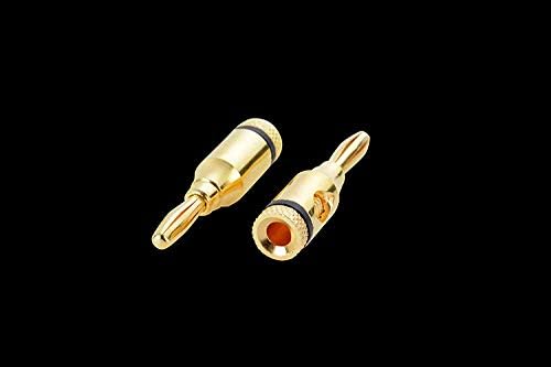 Accessonico 4 Pairs 8 Plugs Speaker Banana Plugs Gold Plated - Open Screw Type Brass Connector for Speaker Stereo Wire, Home Theater Audio (8 pcs/4