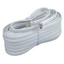 Bistras 25 Ft 4C Telephone Extension Cord Cable Line Wire, for Any Phone, Modem, Fax Machine, Answering Machine, Caller ID, White (1 pk 25 ft )