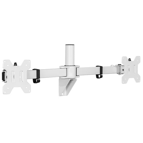 VIVO Premium Dual Ultra Wide LCD LED 27 to 38 inch Monitor Wall Mount, Heavy Duty, Telescoping Arms, Flush Wall Setup, Fits 2 Screens, White