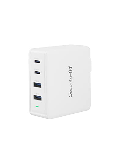 100W USB C Charger, Security-01 4 Ports GaN PD Fast Wall Charger, Compatible with MacBook Pro, MacBook Air, iPhone 14 13 Pro,Steam Deck,Galaxy S22/S21