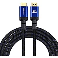 Ritz Gear 4K HDMI 2.0 Cable 3 ft. [5 Pack] 18 Gbps Ultra High Speed Braided Nylon Cord & Gold Connectors - 4K@60Hz/UHD/3D/2160p/1080p/ARC & Ethernet.