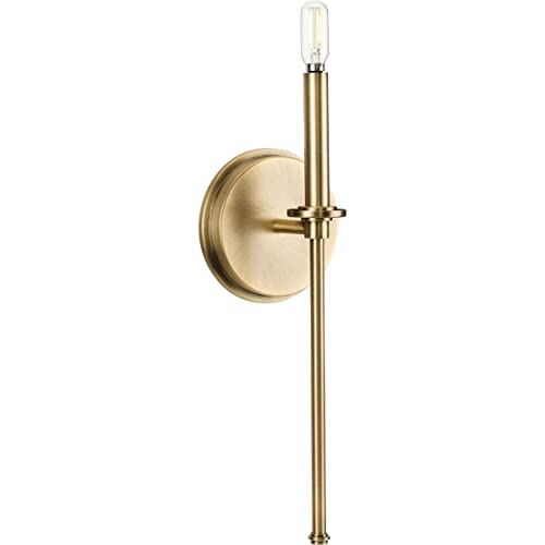 Progress Lighting Elara Collection 5-3/4 in. 1-Light Vintage Brass Vanity Light Clear Glass
