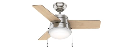 Hunter Aker, Indoor, Ceiling Fan, Modern, Small, 36 inch, Brushed Nickel
