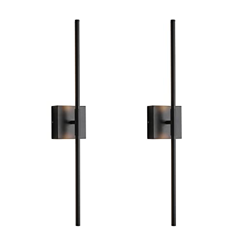 KUZZULL Wall Sconces Set of Two Matte Black Wall Light Fixtures Wall Lamp with Led 3000K 12W Sconces Wall Lighting Wall Lights Sconces Wall Decor Set
