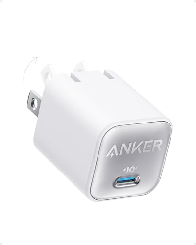 Anker Nano Phone Charger, USB C GaN Charger 30W, PIQ 3.0 Foldable PPS Fast Charger USB C for iPhone 17 / 16 and more series, Galaxy, iPad, Compatible