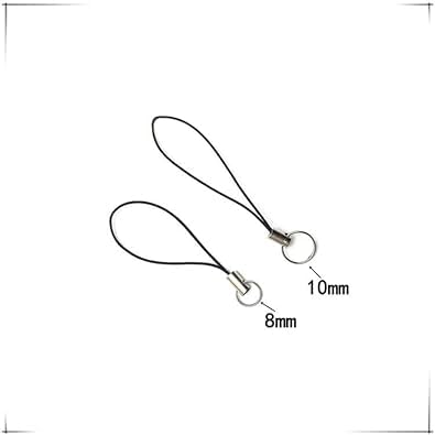 BWESOO 10 Pcs Silver Tone Black Lanyard Cell Phone Charm Split Ring Strap, Clasp Lariat Cord Strap For Mobile Cell Phone/Mp3/Mp4/Usb Flash