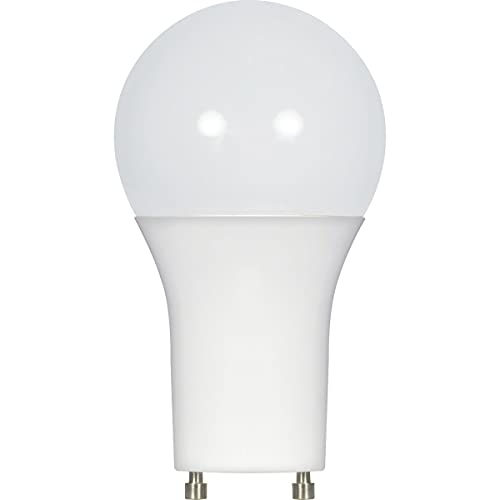 Satco S9707 10W A19 LED Light Bulbs, GU24 Bi-Pin Base, 2700K Warm White, 800 Lumen, Frosted Finish, 90 CRI, Omnidirectional, Dimmable, Damp Location