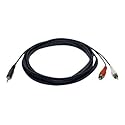 Tripp Lite Eaton Series P314-006 3.5mm Stereo Audio Y Splitter Cable, 1 Male to 2 Male RCA, 6 ft, Aux Adapter for PC Phone TV Home Theater, Cloud Care