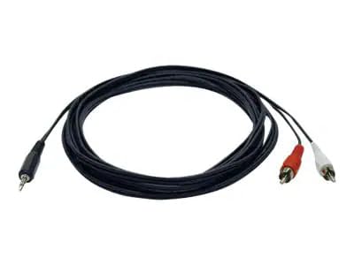 Tripp Lite Eaton Series P314-006 3.5mm Stereo Audio Y Splitter Cable, 1 Male to 2 Male RCA, 6 ft, Aux Adapter for PC Phone TV Home Theater, Cloud Care