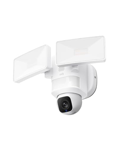 eufy Security Floodlight Camera E30, Security Camera Outdoor, 360° Pan and Tilt, AI Detection and Tracking, 2K Video, 2.4GHz Wi-Fi, 2,000 Lumens