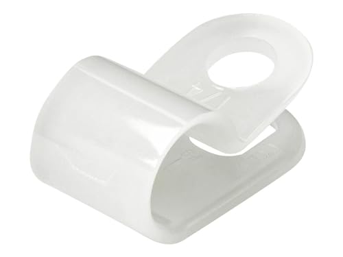 StarTech.com 100 Pack Screw Mount Cable Clamps - Medium 6.35mm Bundle Cable Fastener/Holder - R-Type Single Reusable Nylon Clip - Screw Down Ethernet